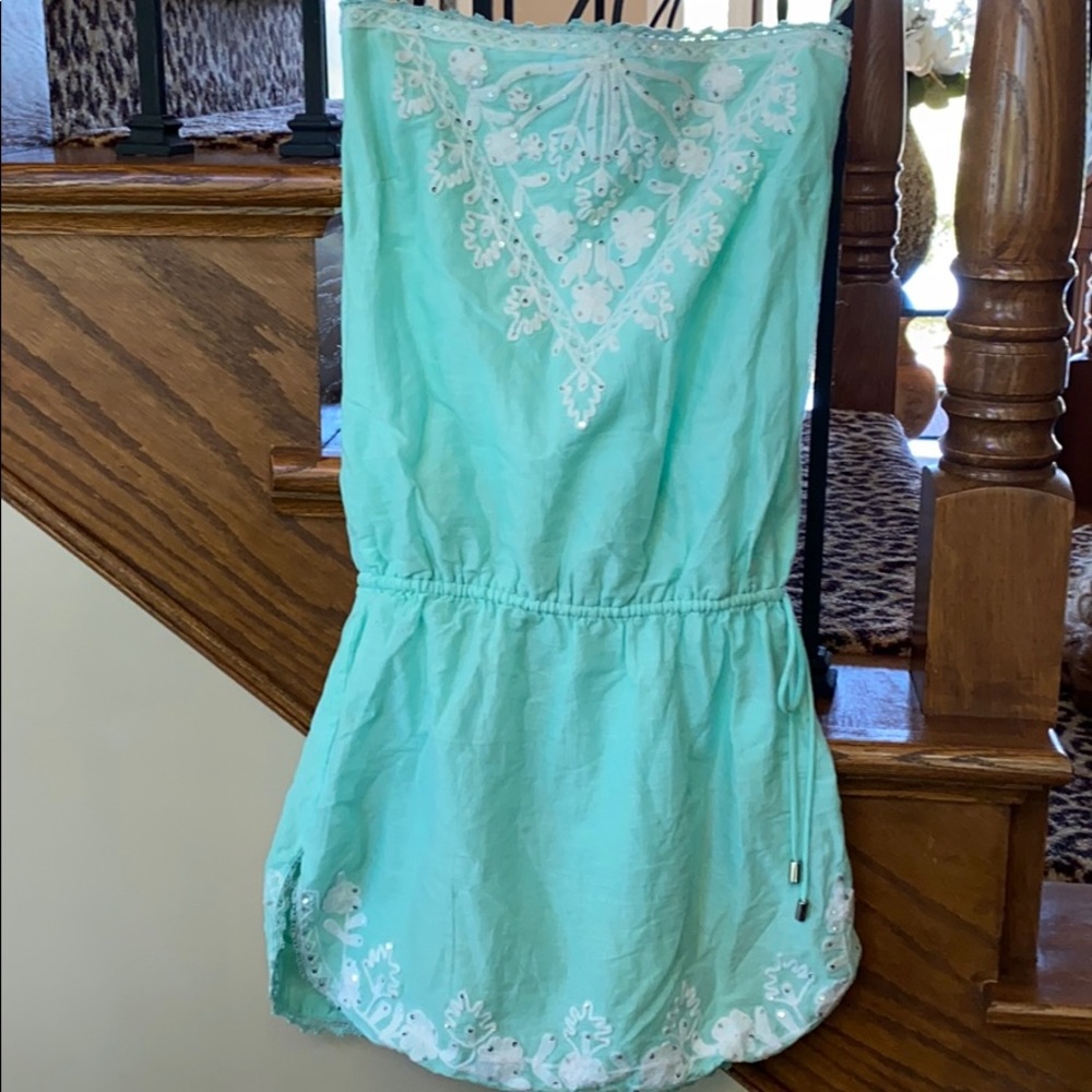 Beautiful turqouise Embellished beach cover up. XS